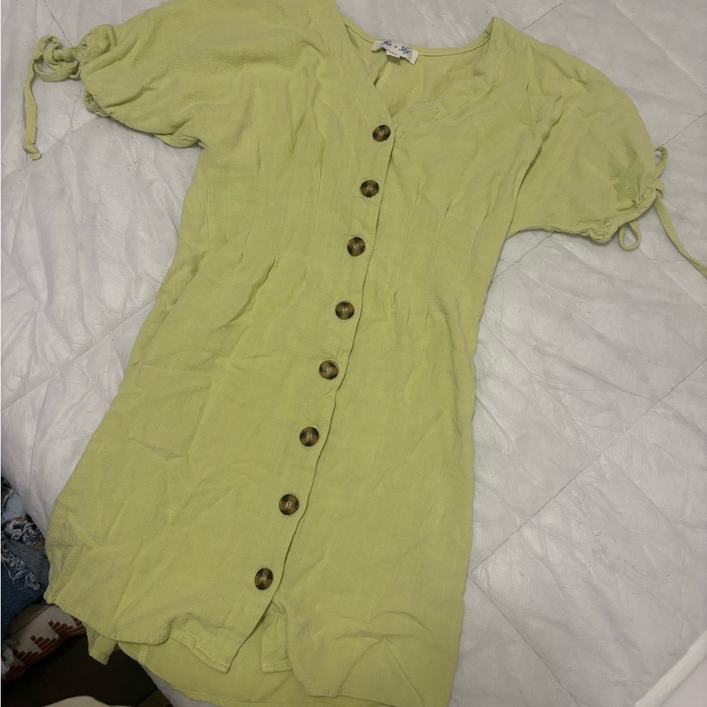 She + Sky Lime Green Wrap Top